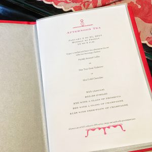 シンガポール・リージェントホテルの平日限定アフタヌーンティーのメニュー